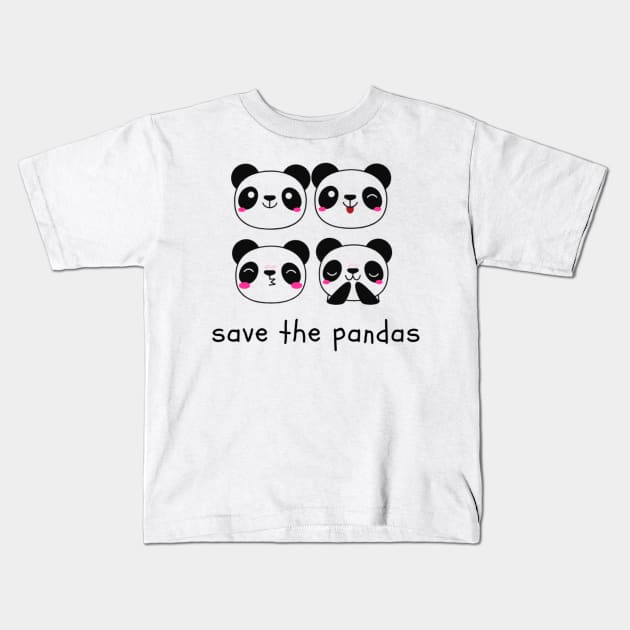 Save the Pandas Kids T-Shirt by NoColorDesigns